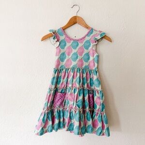 Pete + Lucy Girls Purple & Blue Floral Maxi Tiered Dress